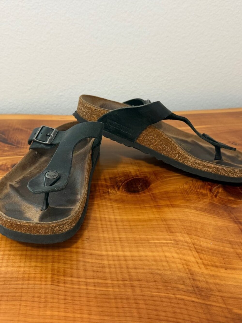 Birkenstock Gizeh Black Leather Thong Slip On Sandals  Women's Size 38 (7-7.5) - Picture 3 of 9